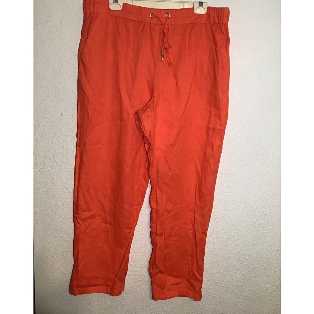 Calligraphie orange 100% linen pants size XL